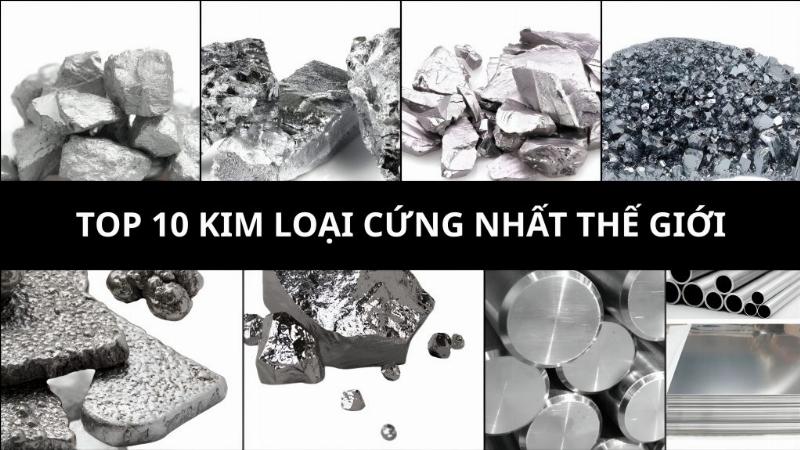 Bảng so sánh độ cứng Vickers của các kim loại và vật liệu phổ biến, giúp hình dung kim loại cứng nhất thế giới nằm ở đâu