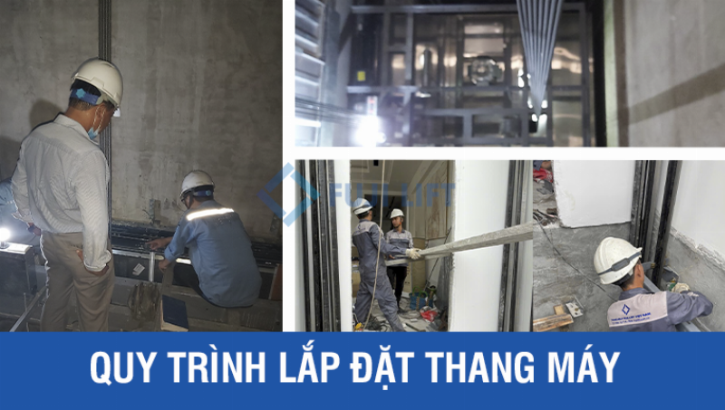 Quy trình lắp đặt thang tải thực phẩm diễn ra theo các bước chuyên nghiệp, đảm bảo an toàn.