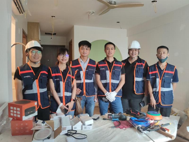 Minh họa bản vẽ kỹ thuật mặt bằng thể hiện vị trí lắp đặt hệ thống an ninh, camera, cảm biến