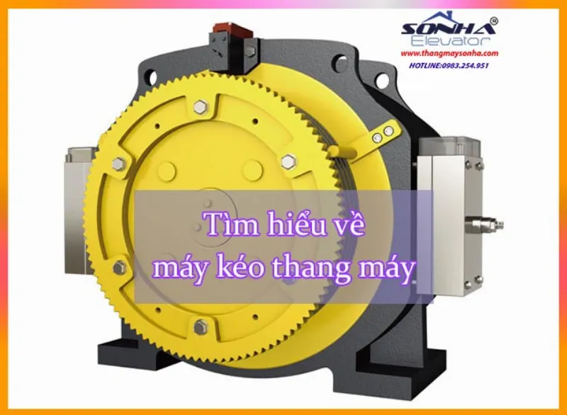 Hình ảnh minh họa động cơ thang máy không hộp số hiện đại, nhỏ gọn và hiệu quả năng lượng